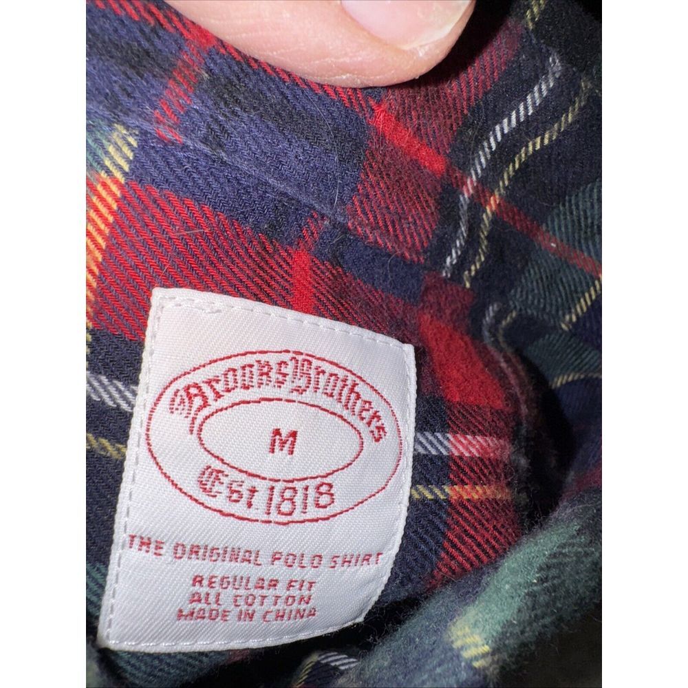 Brooks Brothers 346 Shirt Mens Medium Button Up Plaid Long Sleeve Red Green Cozy - Picture 3 of 5